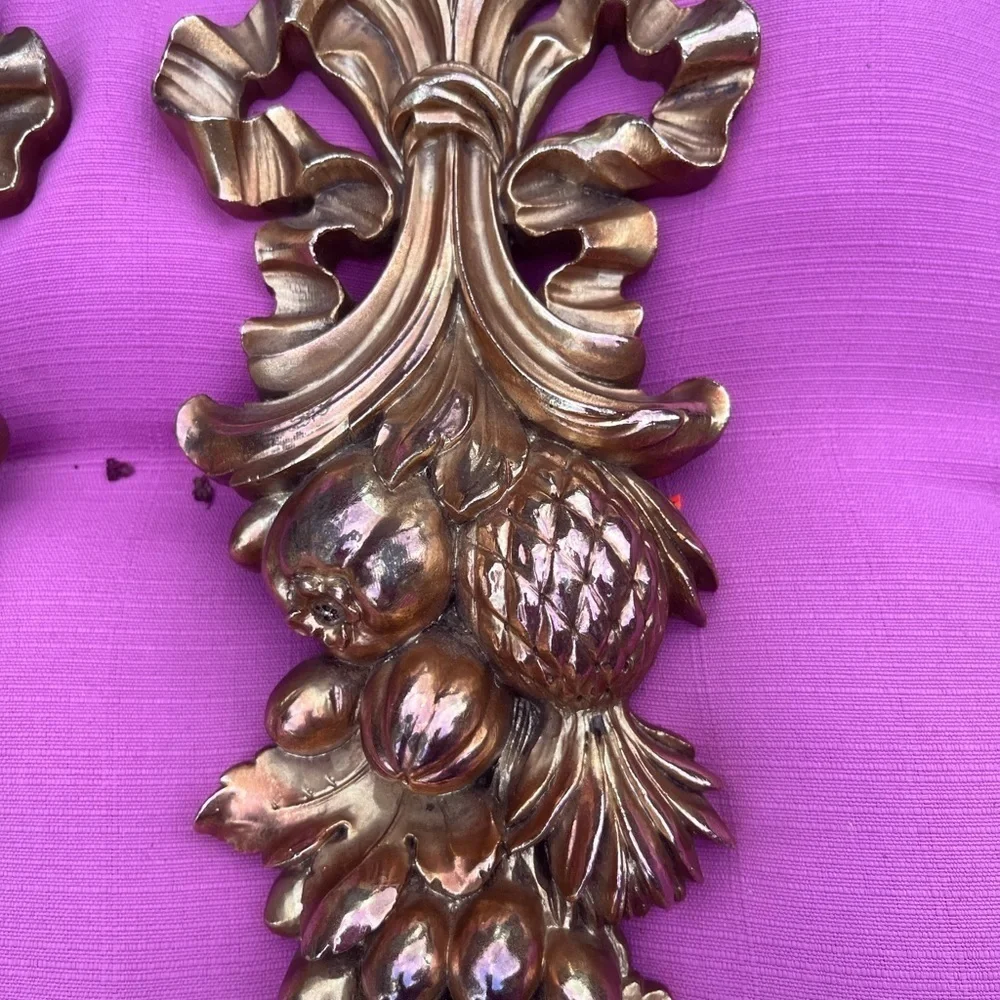 Vintage Syroco Gold Guild Fruit Swag Plaque Syracuse USA Wall Decor 21